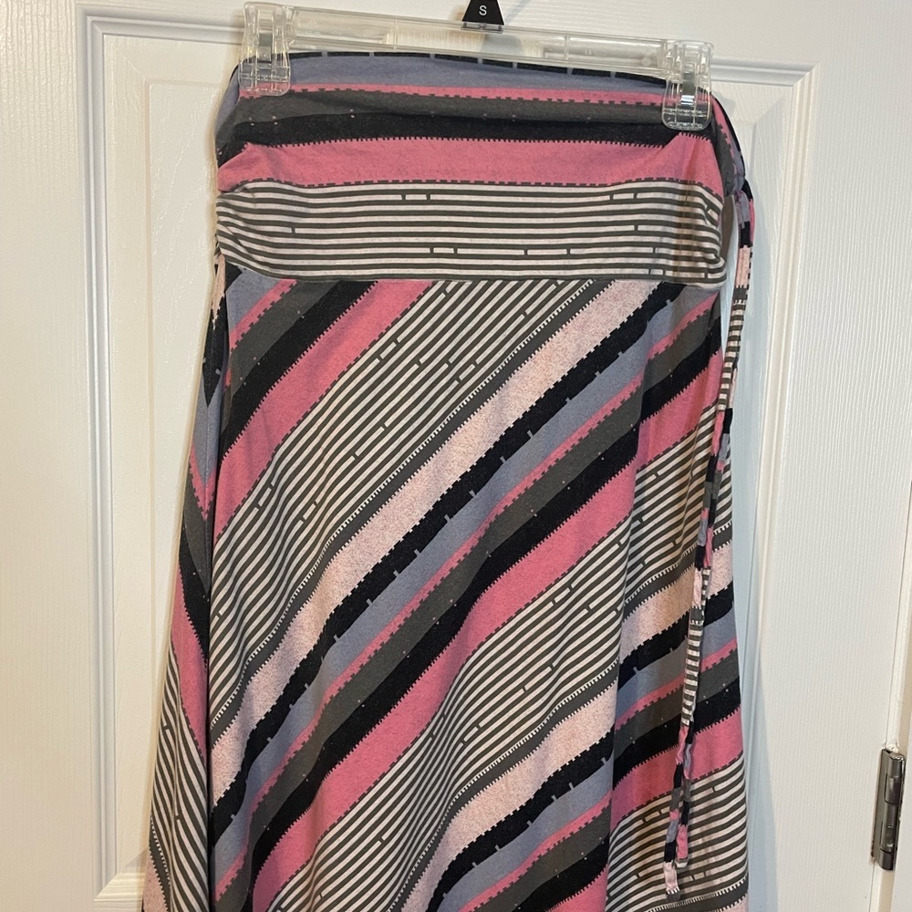 Patagonia ‘Kamala’ diagonally pink/gray striped midi skirt / halter dress sz M - Picture 6 of 9